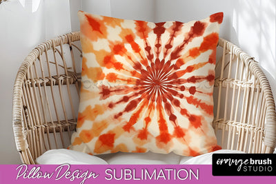 Autumn Tie Dye Pillow Cover - Fall Pillow Sublimation Design Sublimation OrangeBrushStudio 