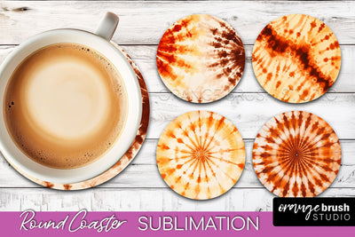 Autumn Tie Dye Round Coaster - Fall Coaster Sublimation Sublimation OrangeBrushStudio 