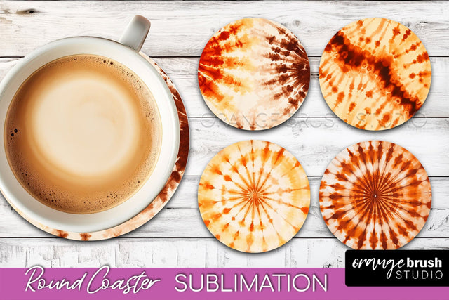 Autumn Tie Dye Round Coaster - Fall Coaster Sublimation Sublimation OrangeBrushStudio 