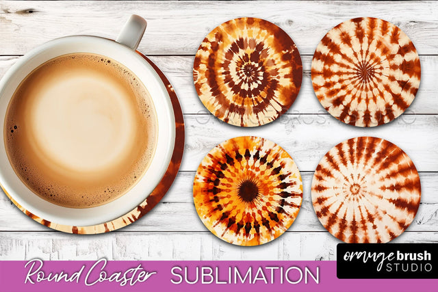 Autumn Tie Dye Round Coaster - Fall Coaster Sublimation Sublimation OrangeBrushStudio 