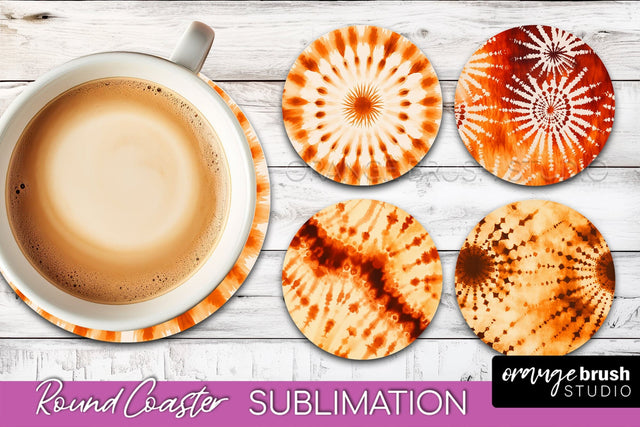 Autumn Tie Dye Round Coaster - Fall Coaster Sublimation Sublimation OrangeBrushStudio 