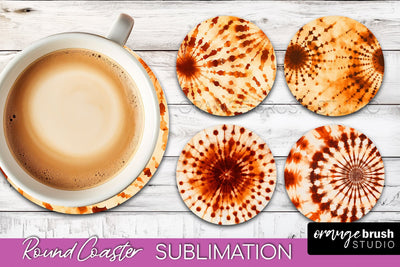 Autumn Tie Dye Round Coaster - Fall Coaster Sublimation Sublimation OrangeBrushStudio 