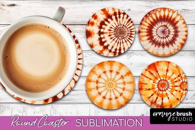 Autumn Tie Dye Round Coaster - Fall Coaster Sublimation Sublimation OrangeBrushStudio 
