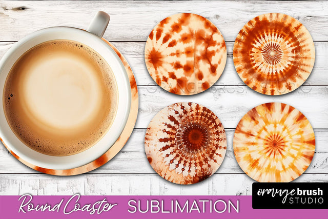 Autumn Tie Dye Round Coaster - Fall Coaster Sublimation Sublimation OrangeBrushStudio 