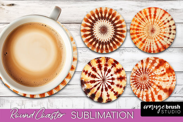 Autumn Tie Dye Round Coaster - Fall Coaster Sublimation Sublimation OrangeBrushStudio 