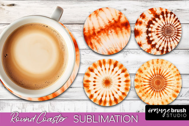 Autumn Tie Dye Round Coaster - Fall Coaster Sublimation Sublimation OrangeBrushStudio 