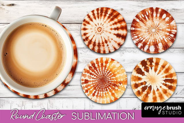 Autumn Tie Dye Round Coaster - Fall Coaster Sublimation Sublimation OrangeBrushStudio 