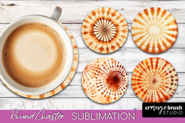 Autumn Tie Dye Round Coaster - Fall Coaster Sublimation Sublimation OrangeBrushStudio 