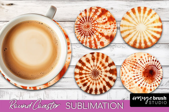 Autumn Tie Dye Round Coaster - Fall Coaster Sublimation Sublimation OrangeBrushStudio 