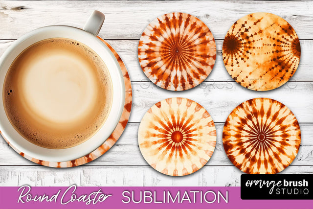 Autumn Tie Dye Round Coaster - Fall Coaster Sublimation Sublimation OrangeBrushStudio 