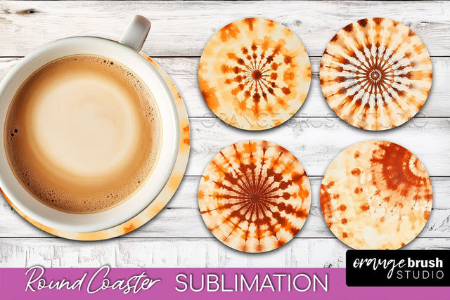 Autumn Tie Dye Round Coaster - Fall Coaster Sublimation Sublimation OrangeBrushStudio 