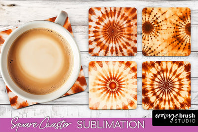 Autumn Tie Dye Square Coaster - Fall Coaster Sublimation Sublimation OrangeBrushStudio 
