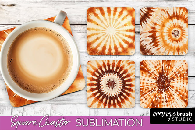 Autumn Tie Dye Square Coaster - Fall Coaster Sublimation Sublimation OrangeBrushStudio 