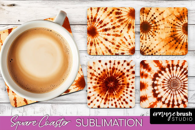 Autumn Tie Dye Square Coaster - Fall Coaster Sublimation Sublimation OrangeBrushStudio 