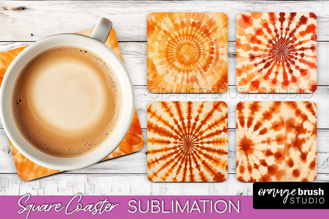 Autumn Tie Dye Square Coaster - Fall Coaster Sublimation Sublimation OrangeBrushStudio 