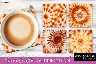 Autumn Tie Dye Square Coaster - Fall Coaster Sublimation Sublimation OrangeBrushStudio 