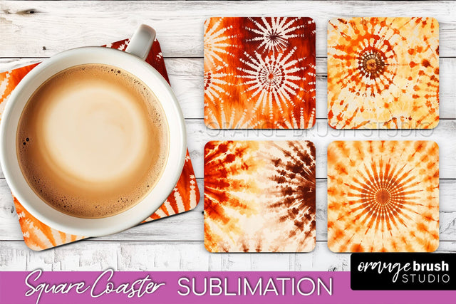 Autumn Tie Dye Square Coaster - Fall Coaster Sublimation Sublimation OrangeBrushStudio 