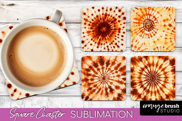 Autumn Tie Dye Square Coaster - Fall Coaster Sublimation Sublimation OrangeBrushStudio 