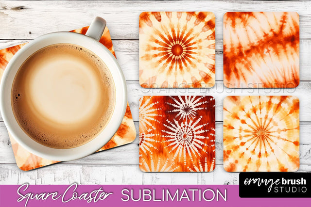 Autumn Tie Dye Square Coaster - Fall Coaster Sublimation Sublimation OrangeBrushStudio 