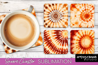 Autumn Tie Dye Square Coaster - Fall Coaster Sublimation Sublimation OrangeBrushStudio 