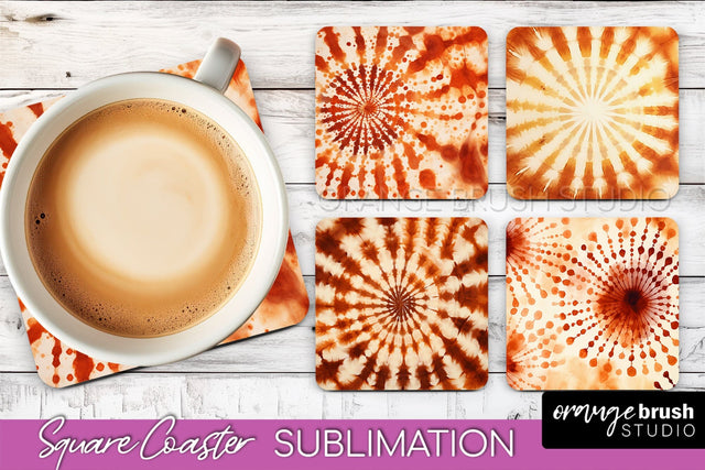 Autumn Tie Dye Square Coaster - Fall Coaster Sublimation Sublimation OrangeBrushStudio 