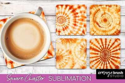 Autumn Tie Dye Square Coaster - Fall Coaster Sublimation Sublimation OrangeBrushStudio 