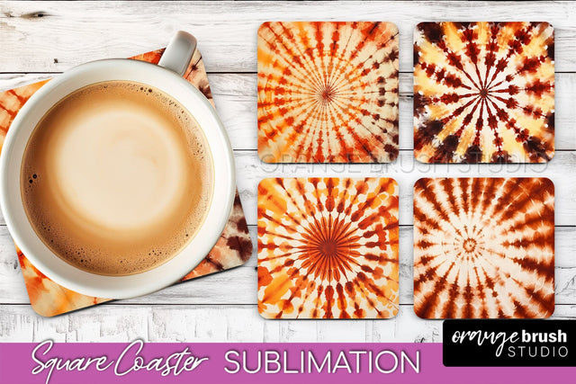 Autumn Tie Dye Square Coaster - Fall Coaster Sublimation Sublimation OrangeBrushStudio 