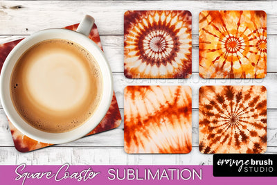Autumn Tie Dye Square Coaster - Fall Coaster Sublimation Sublimation OrangeBrushStudio 