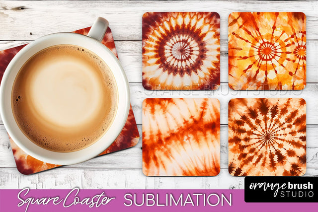 Autumn Tie Dye Square Coaster - Fall Coaster Sublimation Sublimation OrangeBrushStudio 