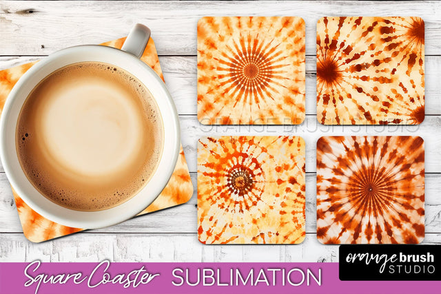 Autumn Tie Dye Square Coaster - Fall Coaster Sublimation Sublimation OrangeBrushStudio 