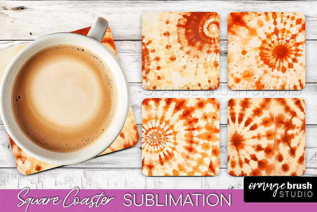 Autumn Tie Dye Square Coaster - Fall Coaster Sublimation Sublimation OrangeBrushStudio 