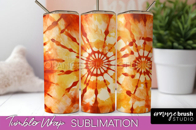 Autumn Tie Dye Tumbler Wrap, Fall Tumbler Sublimation Sublimation OrangeBrushStudio 