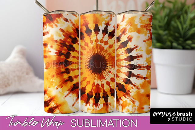 Autumn Tie Dye Tumbler Wrap, Fall Tumbler Sublimation Sublimation OrangeBrushStudio 