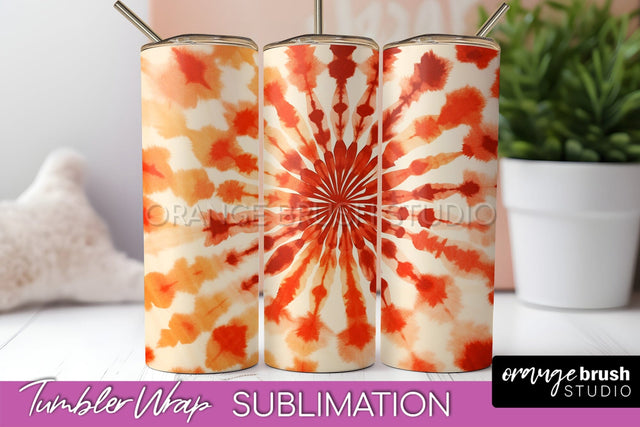 Autumn Tie Dye Tumbler Wrap, Fall Tumbler Sublimation Sublimation OrangeBrushStudio 