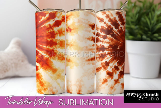 Autumn Tie Dye Tumbler Wrap, Fall Tumbler Sublimation Sublimation OrangeBrushStudio 