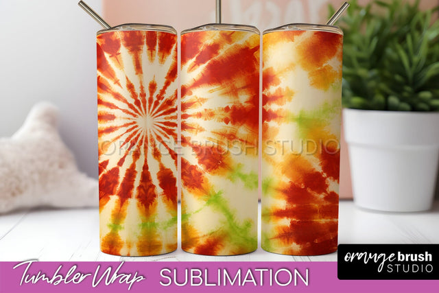 Autumn Tie Dye Tumbler Wrap, Fall Tumbler Sublimation Sublimation OrangeBrushStudio 