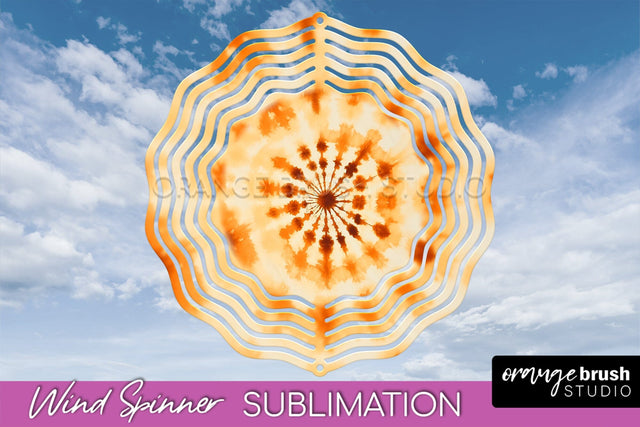 Autumn Tie Dye Wind Spinner Sublimation - Fall Wind Spinner Sublimation OrangeBrushStudio 