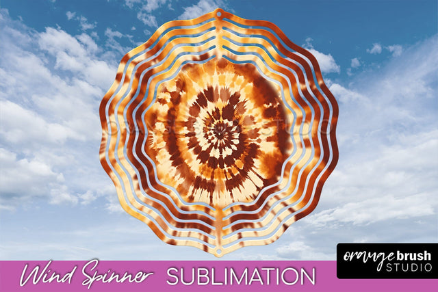 Autumn Tie Dye Wind Spinner Sublimation - Fall Wind Spinner Sublimation OrangeBrushStudio 