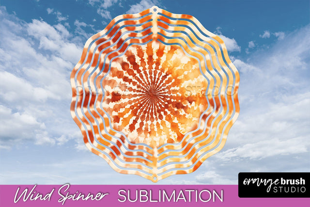 Autumn Tie Dye Wind Spinner Sublimation - Fall Wind Spinner Sublimation OrangeBrushStudio 