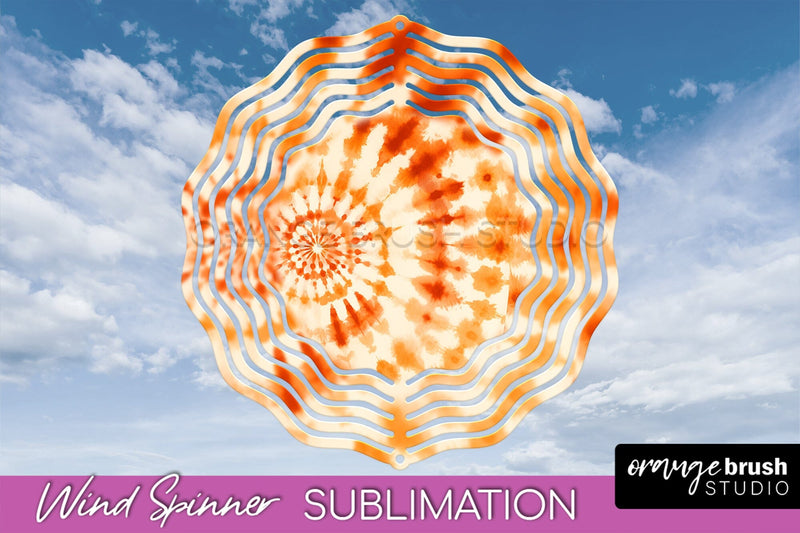 Autumn Tie Dye Wind Spinner Sublimation - Fall Wind Spinner Sublimation OrangeBrushStudio 