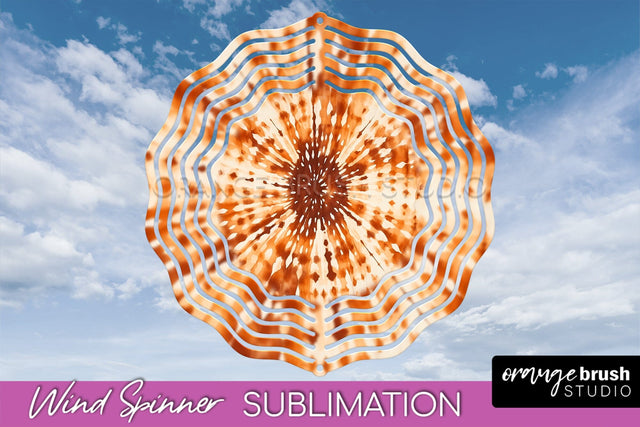Autumn Tie Dye Wind Spinner Sublimation - Fall Wind Spinner Sublimation OrangeBrushStudio 