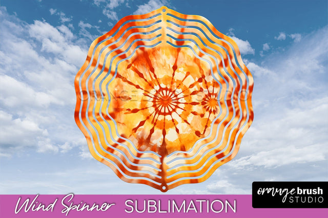Autumn Tie Dye Wind Spinner Sublimation - Fall Wind Spinner Sublimation OrangeBrushStudio 