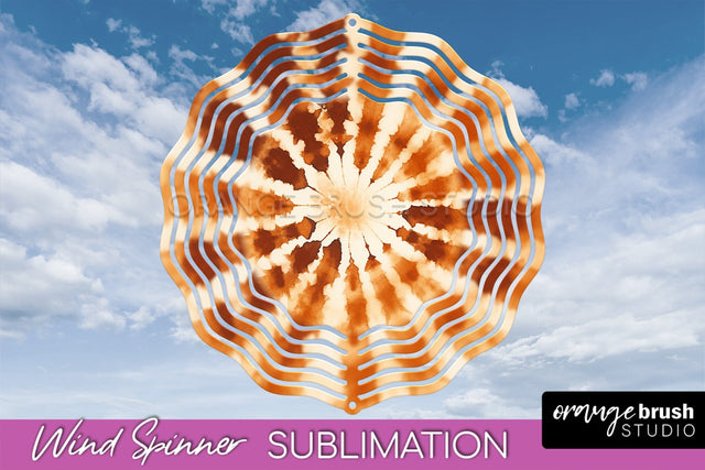 Autumn Tie Dye Wind Spinner Sublimation - Fall Wind Spinner Sublimation OrangeBrushStudio 