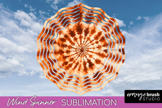 Autumn Tie Dye Wind Spinner Sublimation - Fall Wind Spinner Sublimation OrangeBrushStudio 