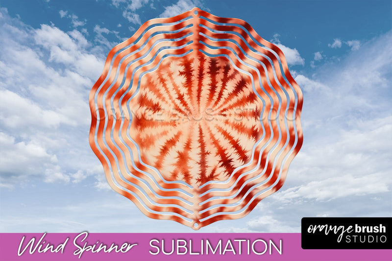 Autumn Tie Dye Wind Spinner Sublimation - Fall Wind Spinner Sublimation OrangeBrushStudio 