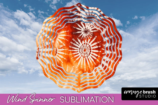 Autumn Tie Dye Wind Spinner Sublimation - Fall Wind Spinner Sublimation OrangeBrushStudio 