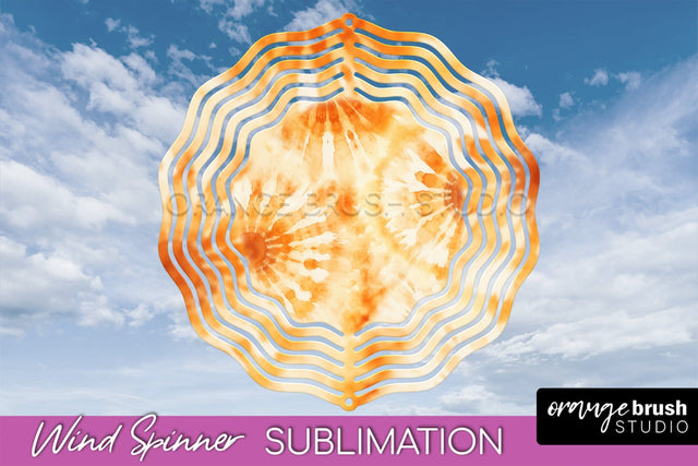 Autumn Tie Dye Wind Spinner Sublimation - Fall Wind Spinner Sublimation OrangeBrushStudio 