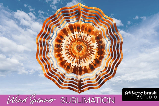 Autumn Tie Dye Wind Spinner Sublimation - Fall Wind Spinner Sublimation OrangeBrushStudio 