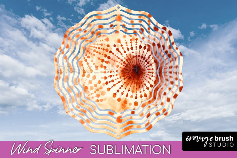 Autumn Tie Dye Wind Spinner Sublimation - Fall Wind Spinner Sublimation OrangeBrushStudio 