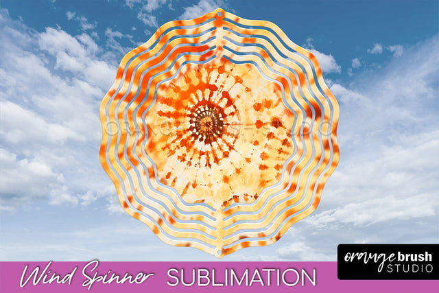 Autumn Tie Dye Wind Spinner Sublimation - Fall Wind Spinner Sublimation OrangeBrushStudio 